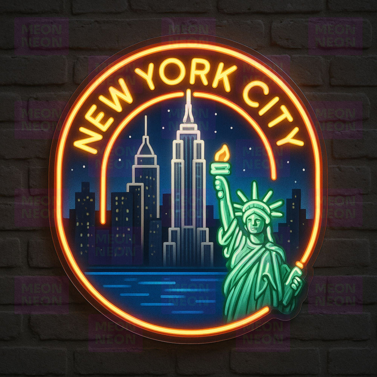 New York City Round Badge Neon Sign