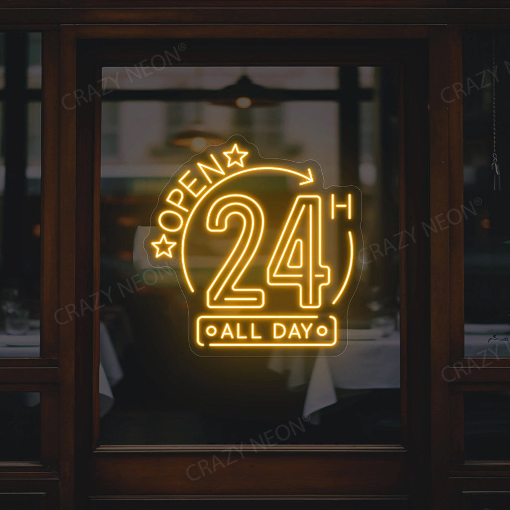 Open 24 Hours All Day LED Neon Sign