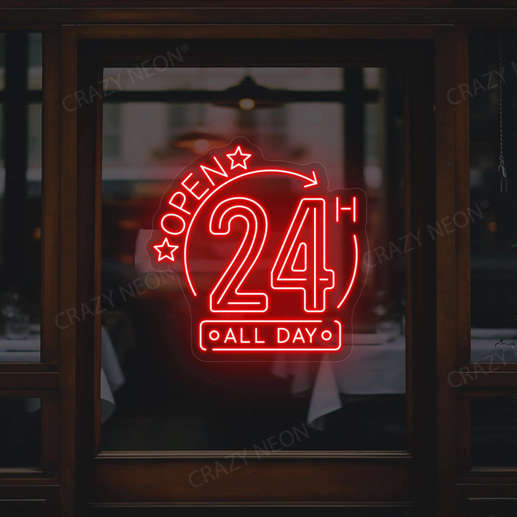 Open 24 Hours All Day LED Neon Sign