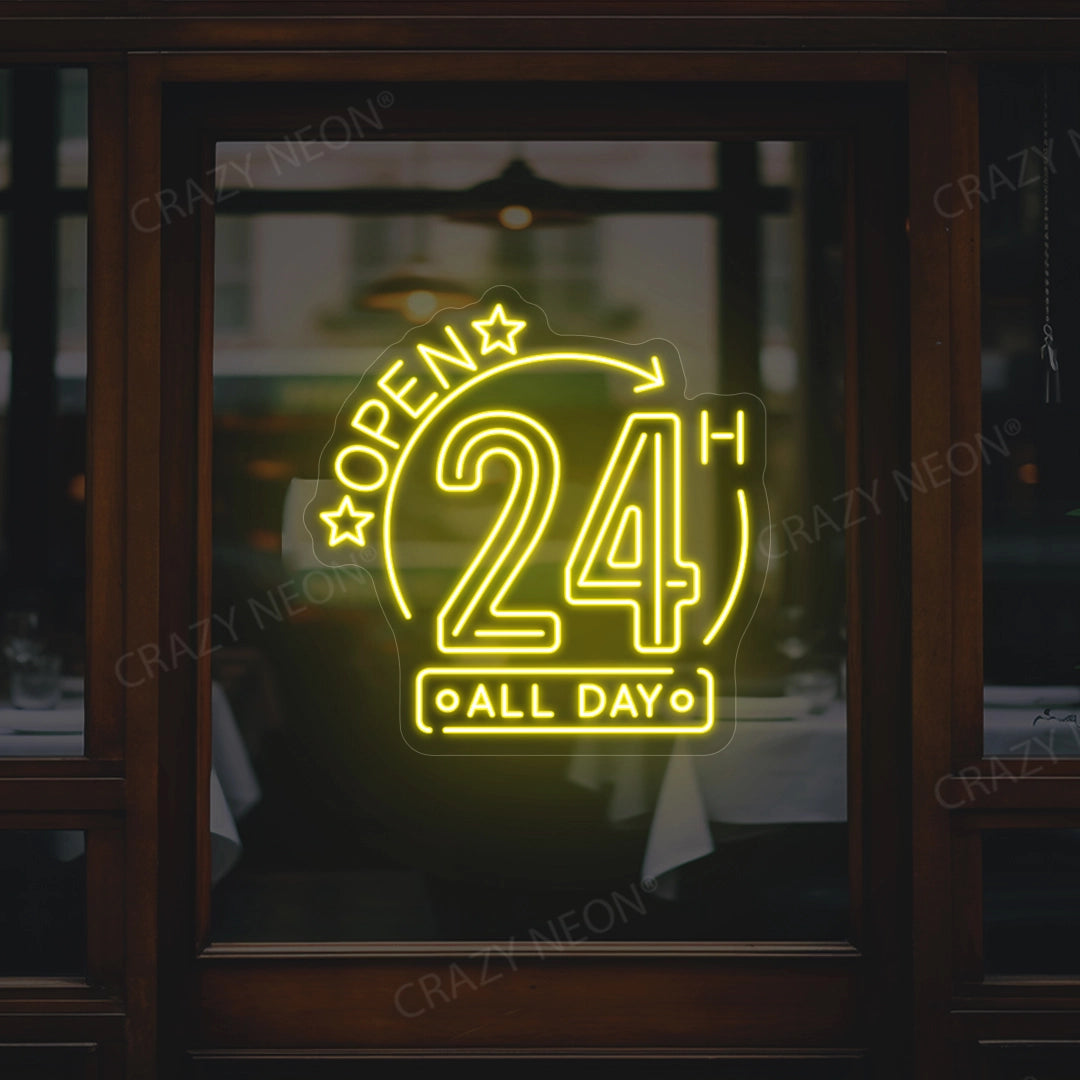 Open 24 Hours All Day LED Neon Sign