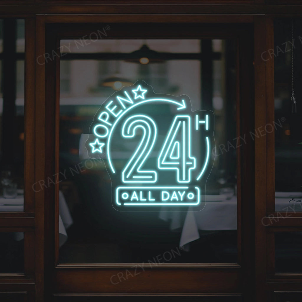 Open 24 Hours All Day LED Neon Sign