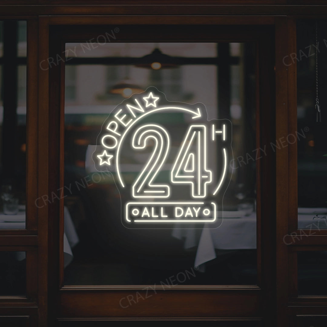Open 24 Hours All Day LED Neon Sign
