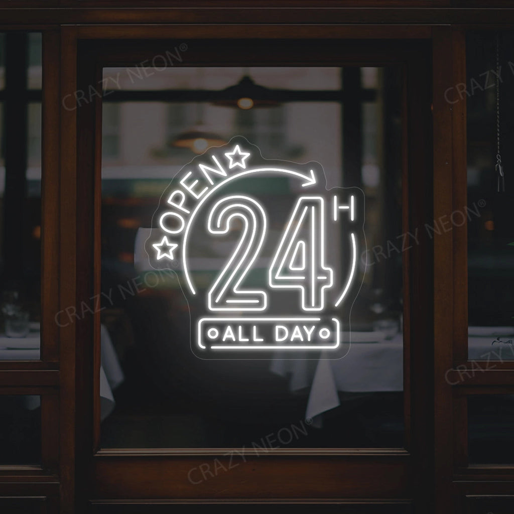 Open 24 Hours All Day LED Neon Sign