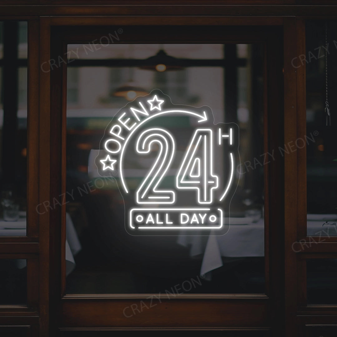 Open 24 Hours All Day LED Neon Sign