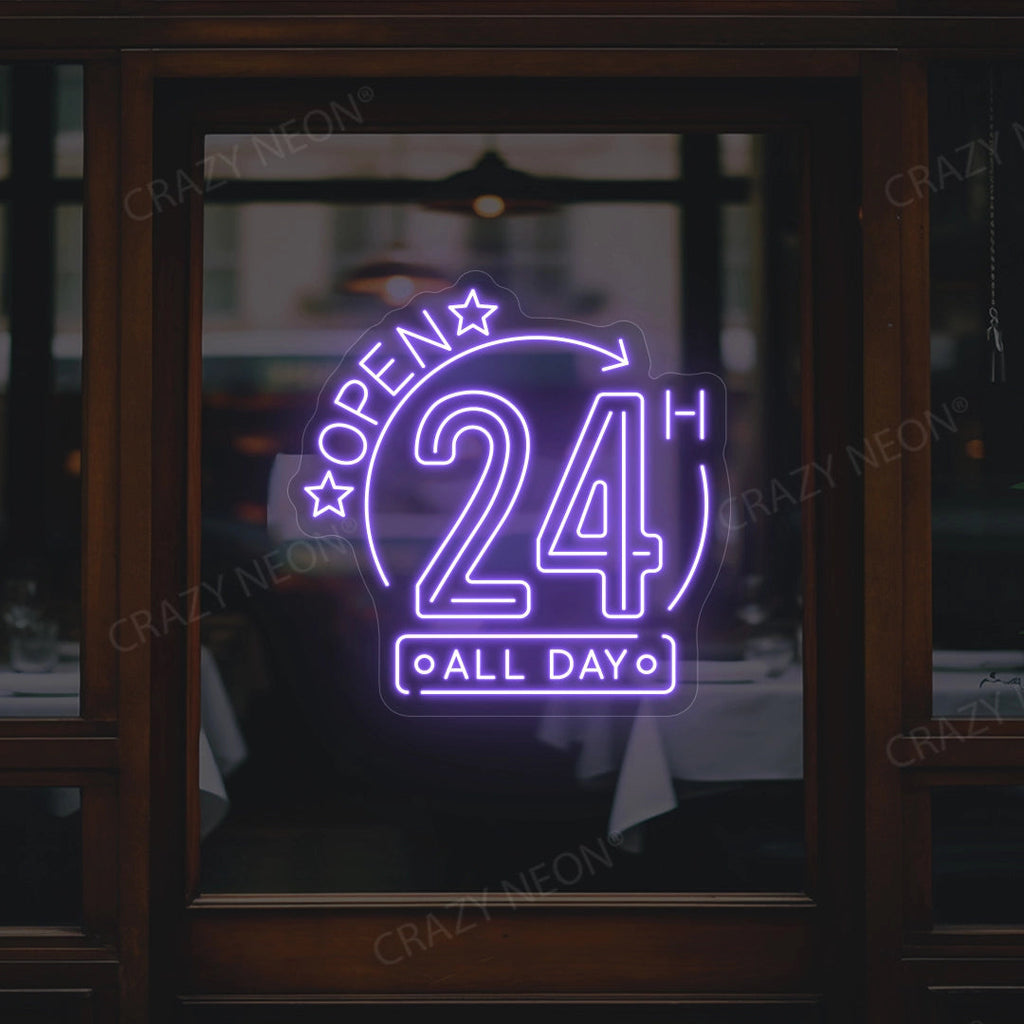 Open 24 Hours All Day LED Neon Sign