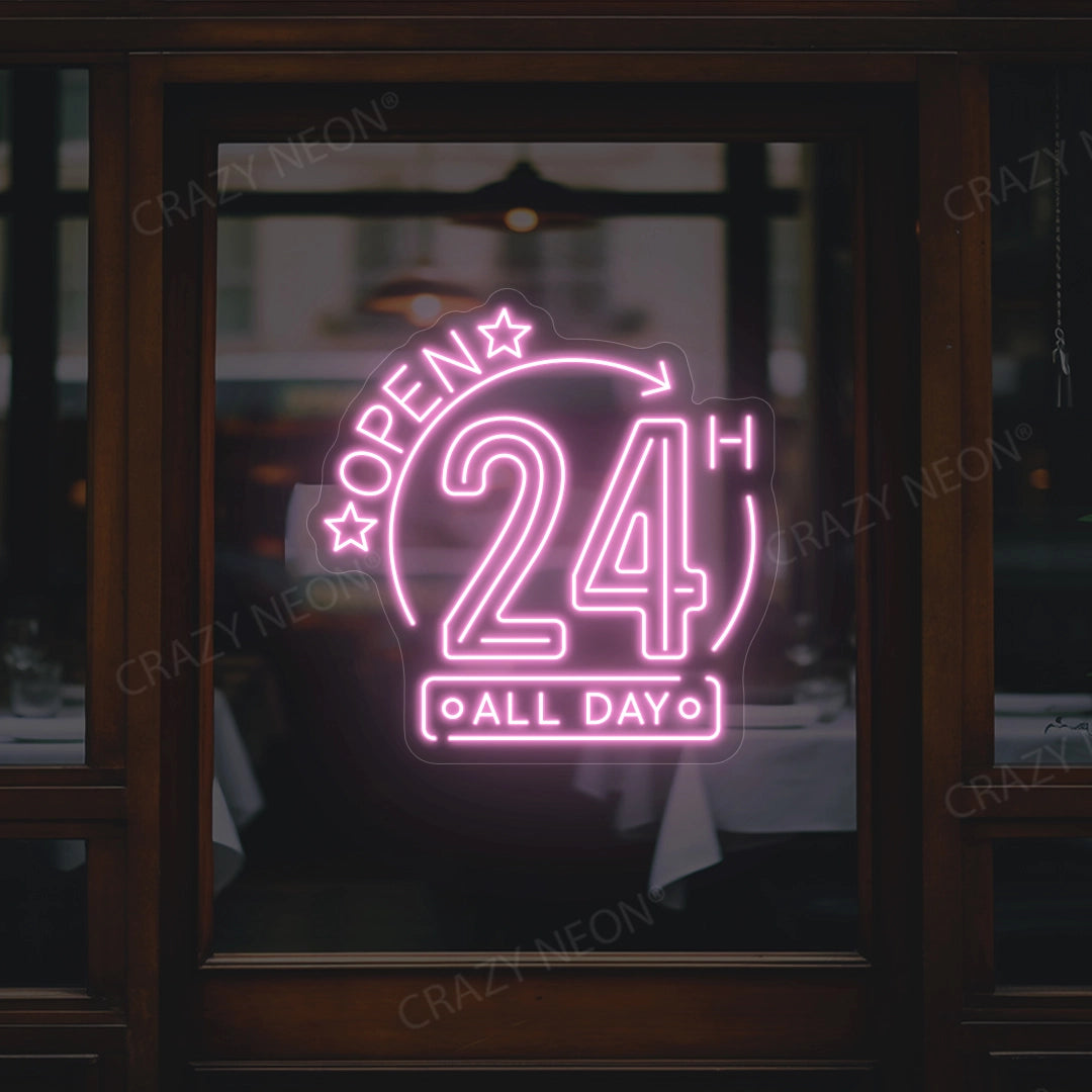 Open 24 Hours All Day LED Neon Sign