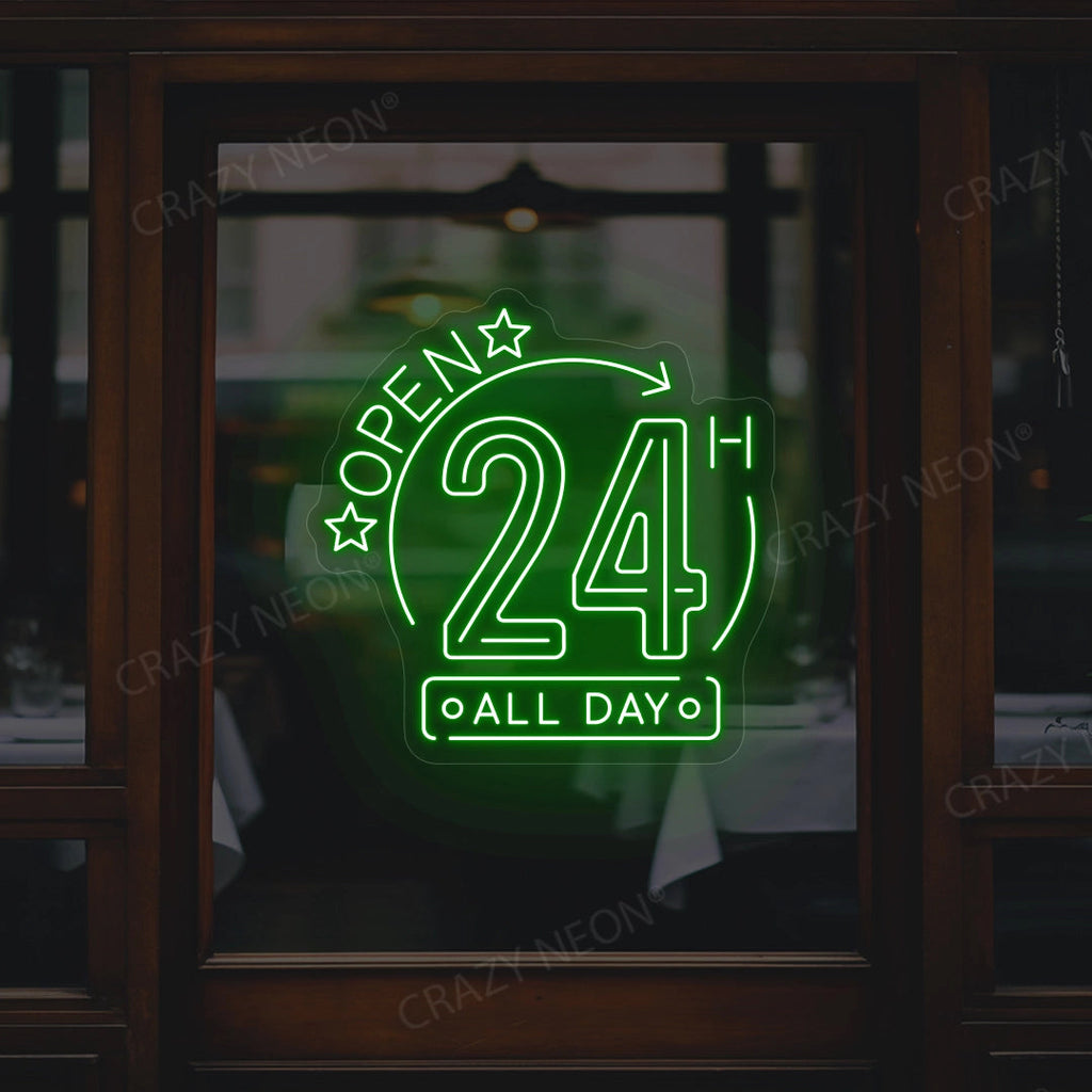 Open 24 Hours All Day LED Neon Sign