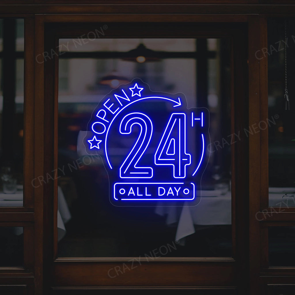 Open 24 Hours All Day LED Neon Sign
