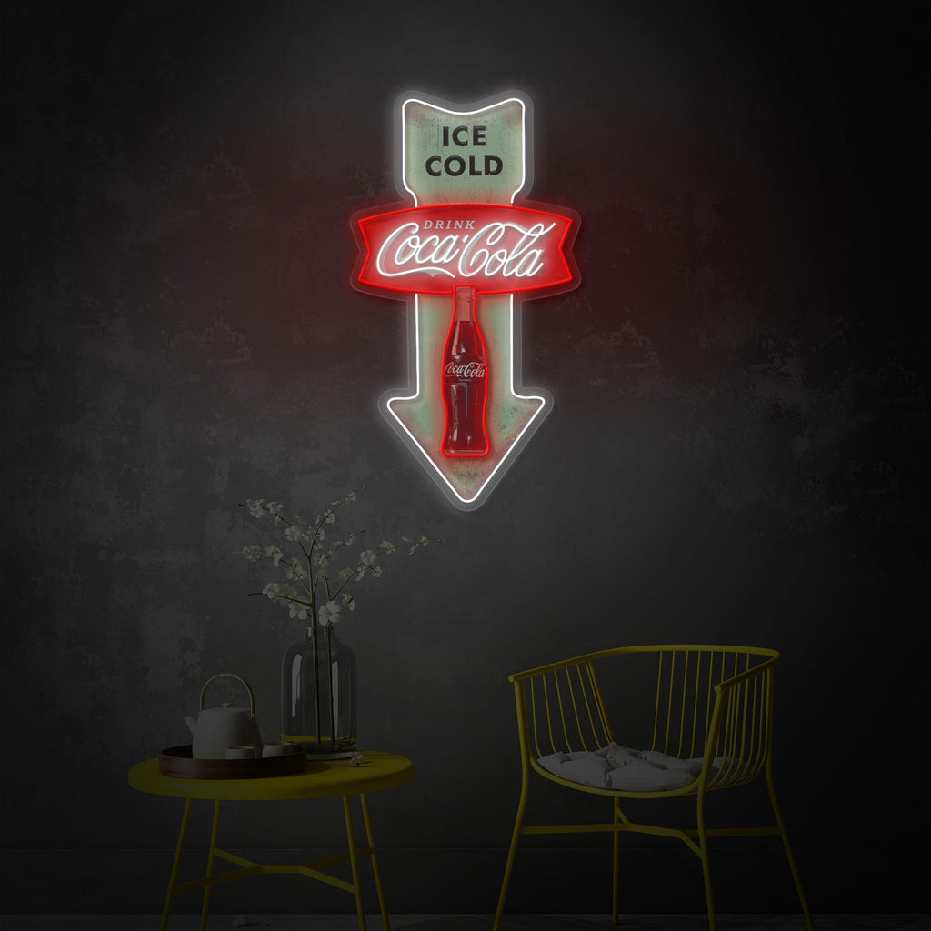 Retro Cola Arrow LED Neon Sign | Diner Wall Art