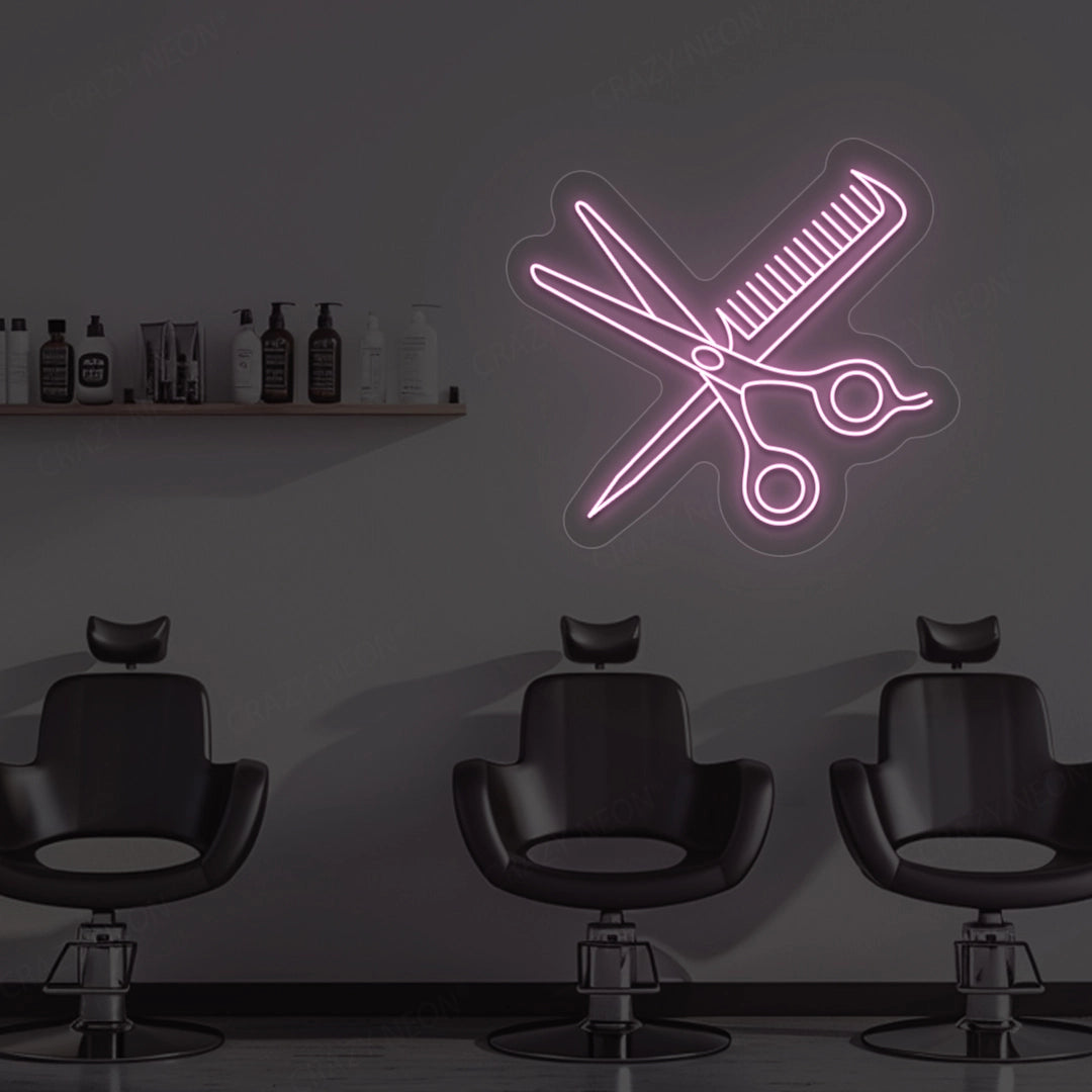 Scissors Comb Neon Sign