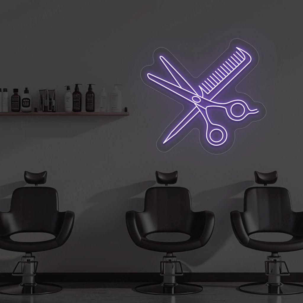 Scissors Comb Neon Sign