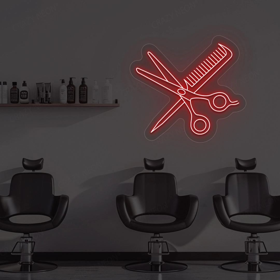 Scissors Comb Neon Sign