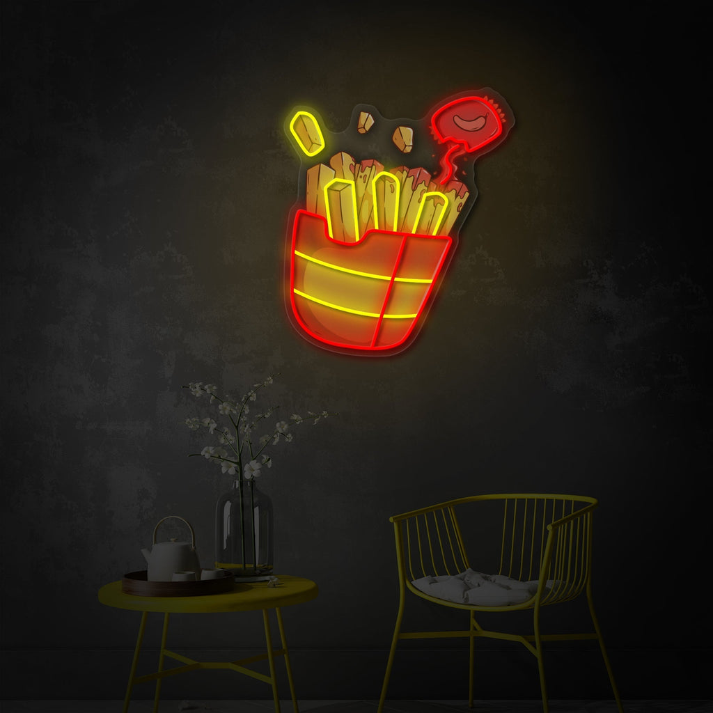 Spicy Fries LED Neon Sign | Fast Food Wall Art