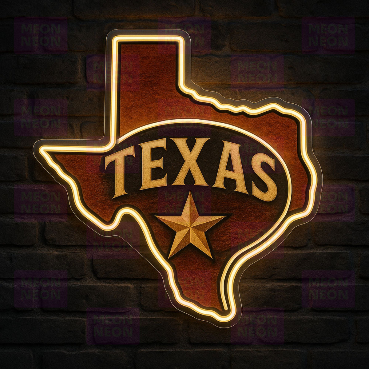 Star State Medallion Circular Texas Star Neon Sign