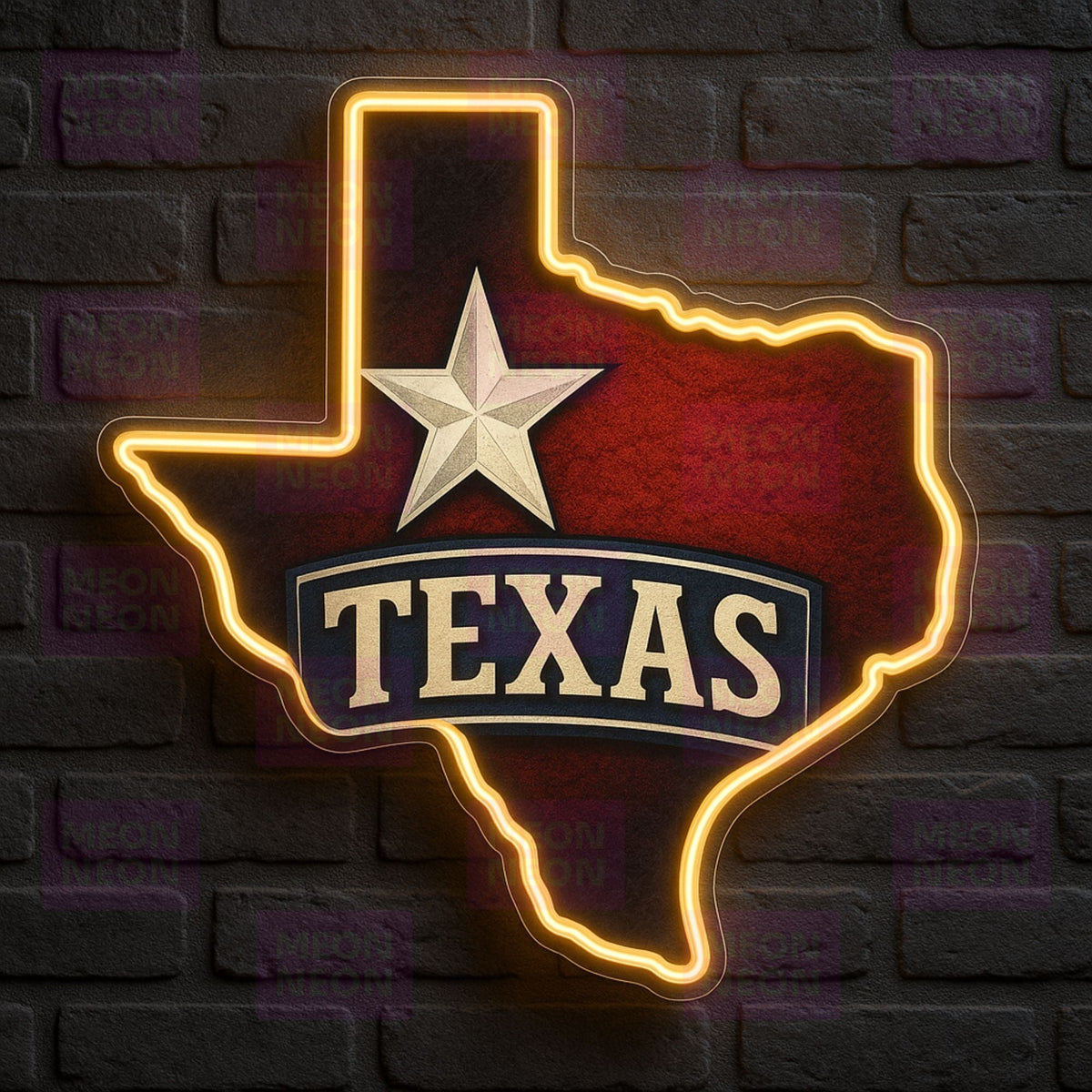 Texas Banner Ribbon Style LED Neon Sign