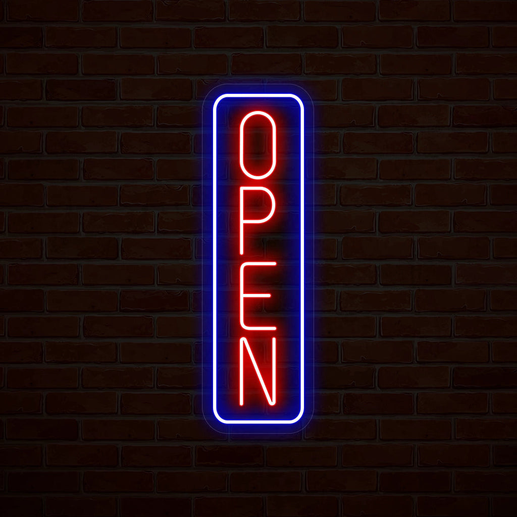 Vertical Open Multicolor Neon Sign