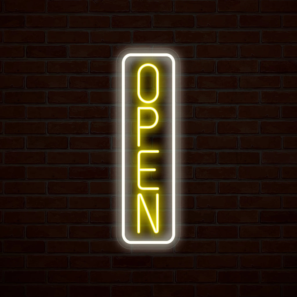 Vertical Open Multicolor Neon Sign