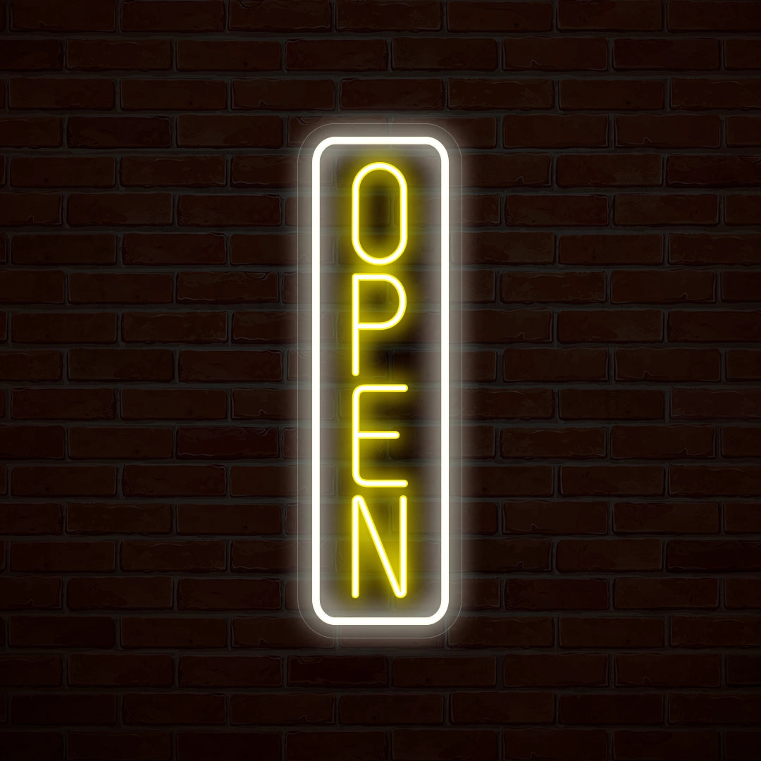 Vertical Open Multicolor Neon Sign