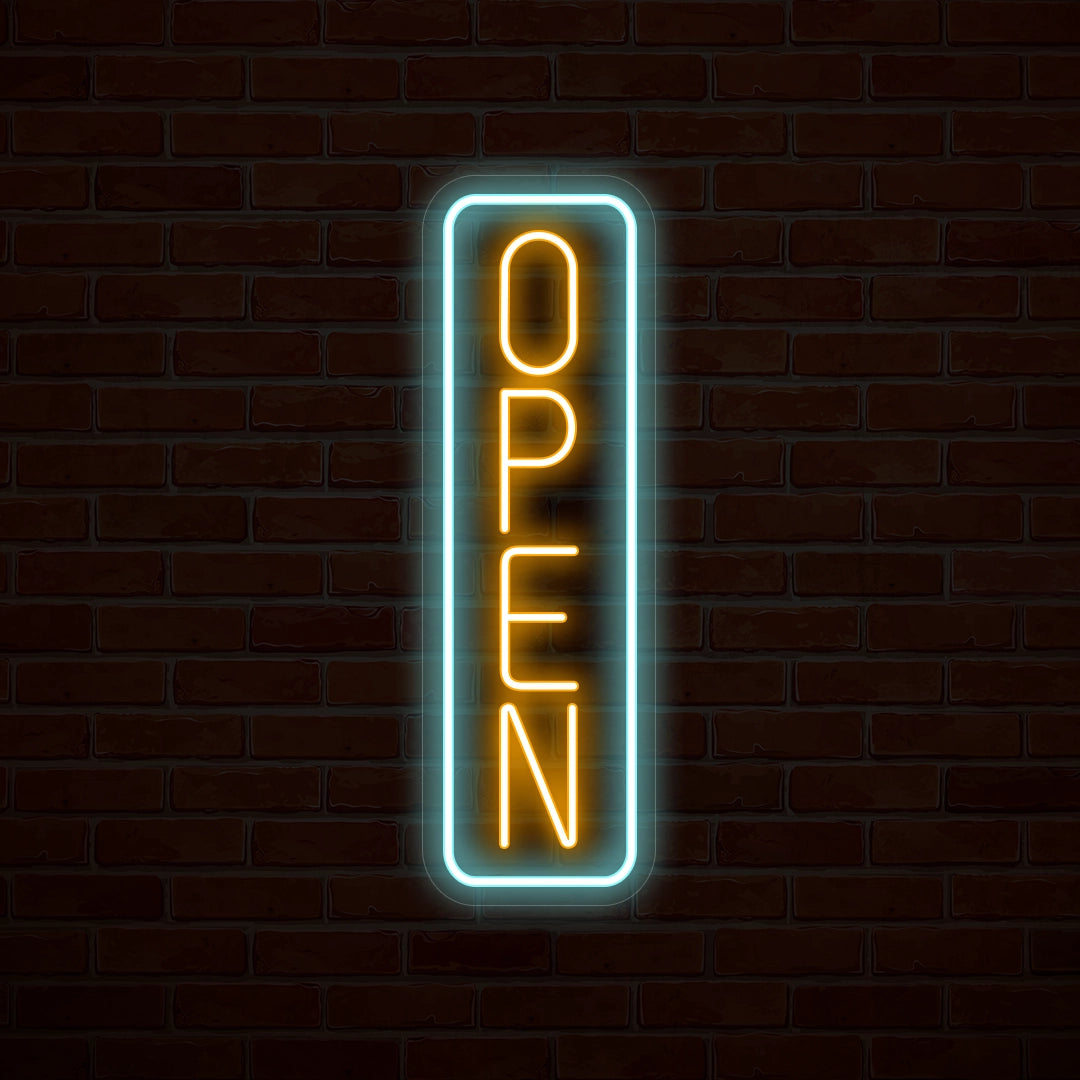 Vertical Open Multicolor Neon Sign