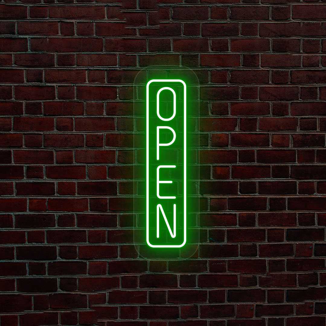 Vertical Open Neon Sign