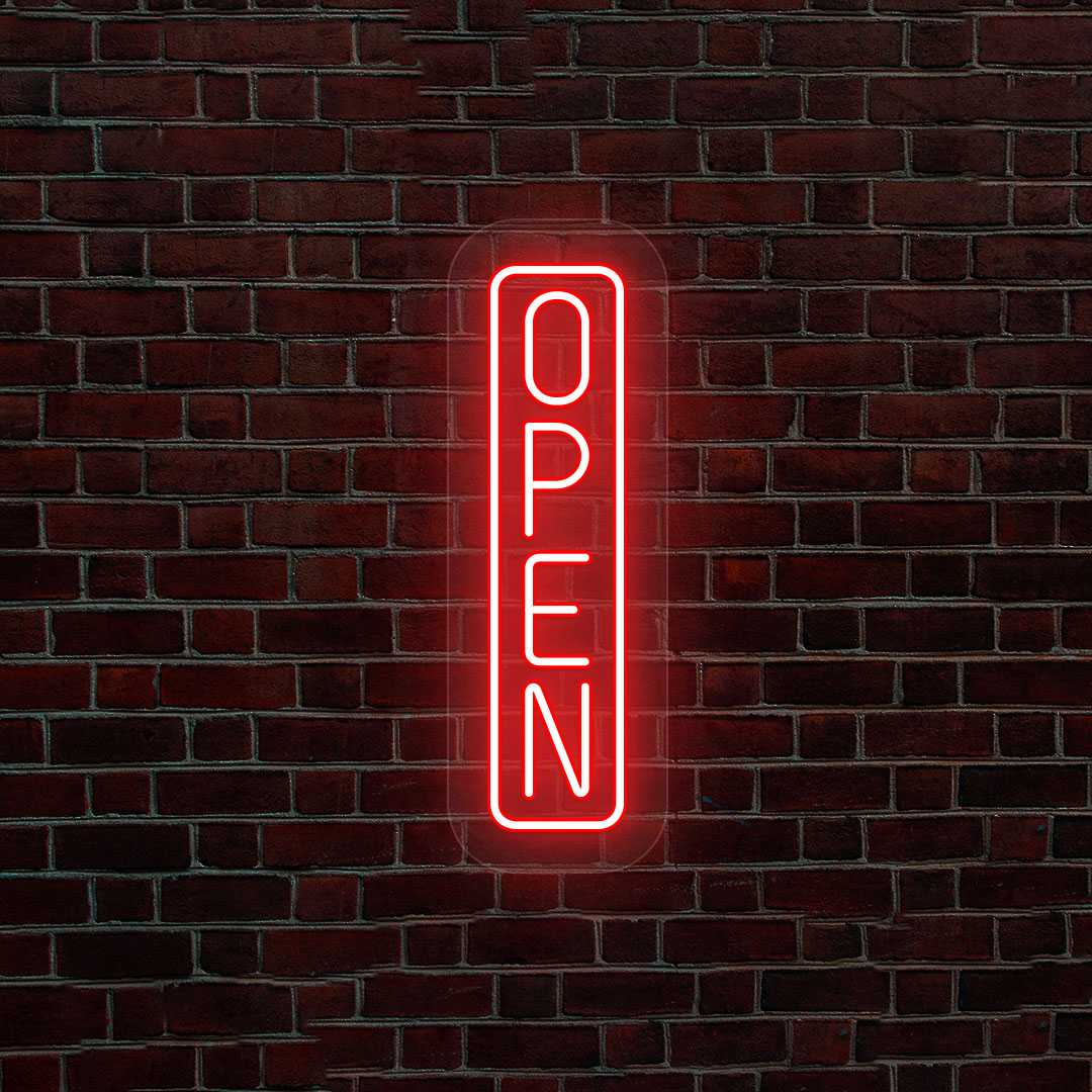 Vertical Open Neon Sign