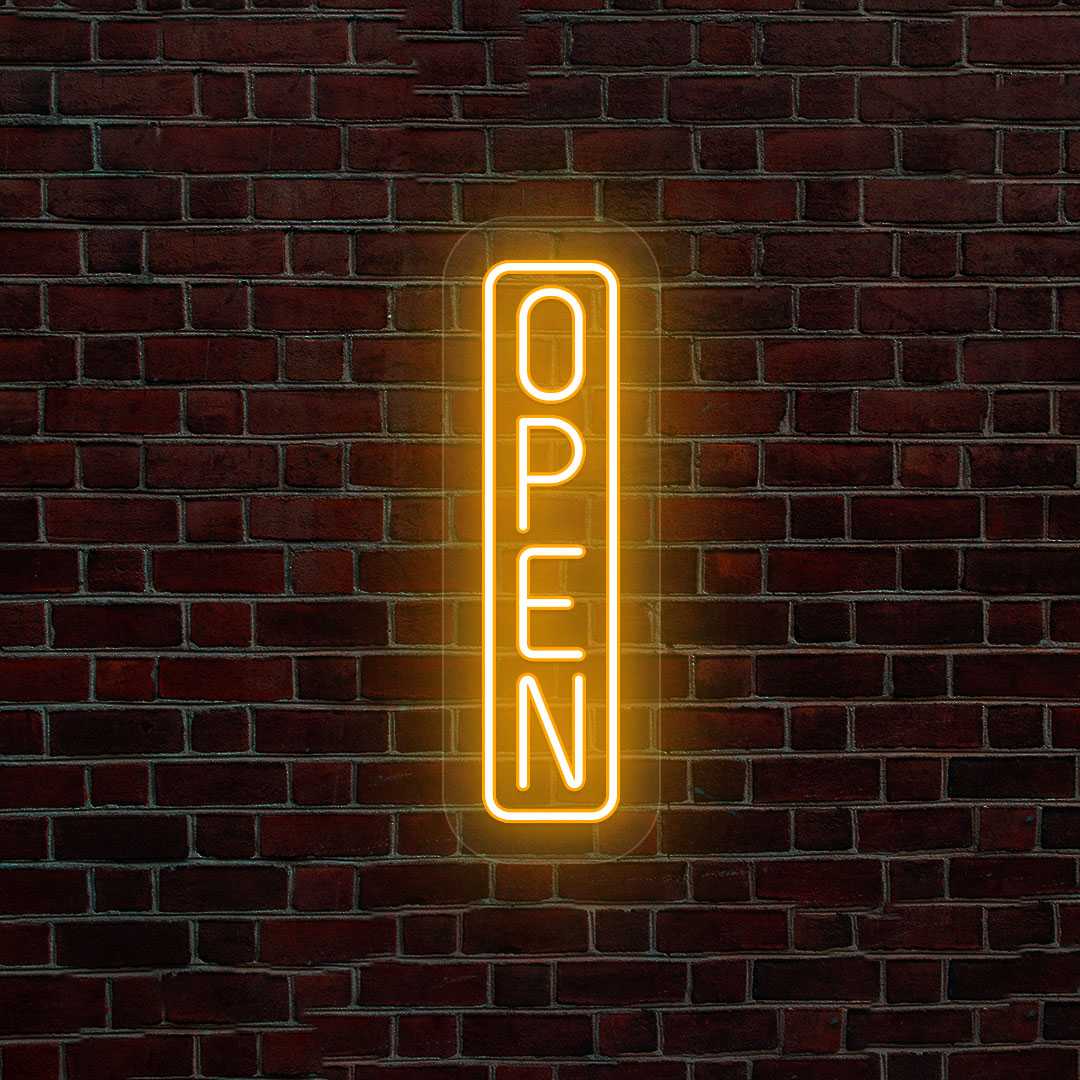 Vertical Open Neon Sign