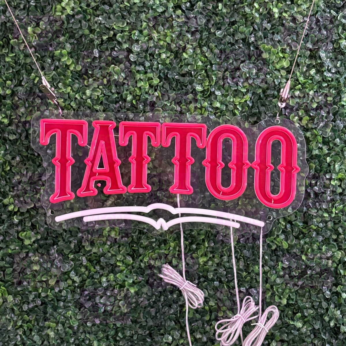 Vintage Banner TATTOO LED Neon Sign - Retro Style - Classic Banner Design - Red & Orange Light