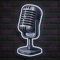 Vintage Microphone LED Neon Sign - Classic Studio Equipment - Professional Audio - Cool White Light