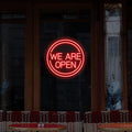 We Are Open LED Neon Sign in Circle