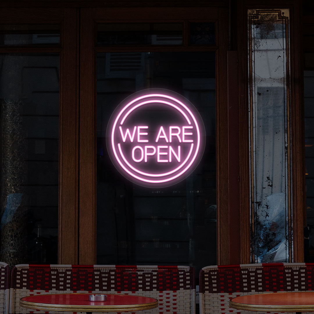 We Are Open LED Neon Sign in Circle