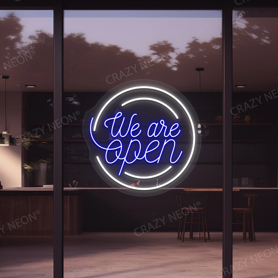 We Are Open Multicolor Round LED Neon Sign