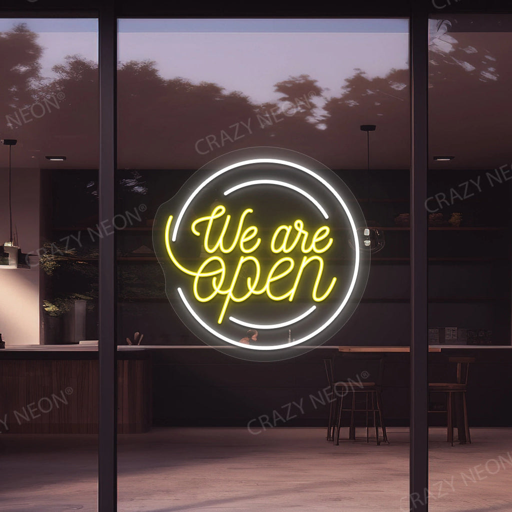 We Are Open Multicolor Round LED Neon Sign