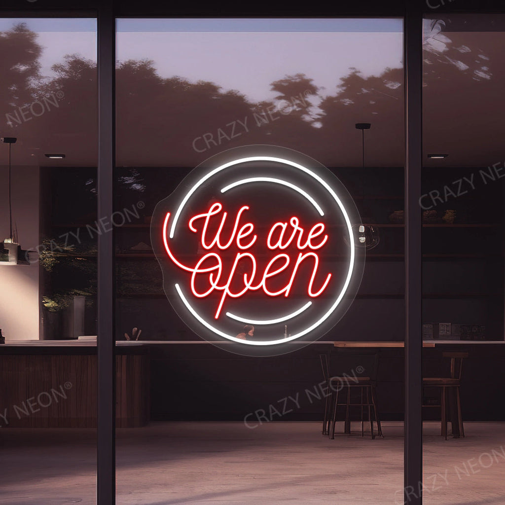 We Are Open Multicolor Round LED Neon Sign