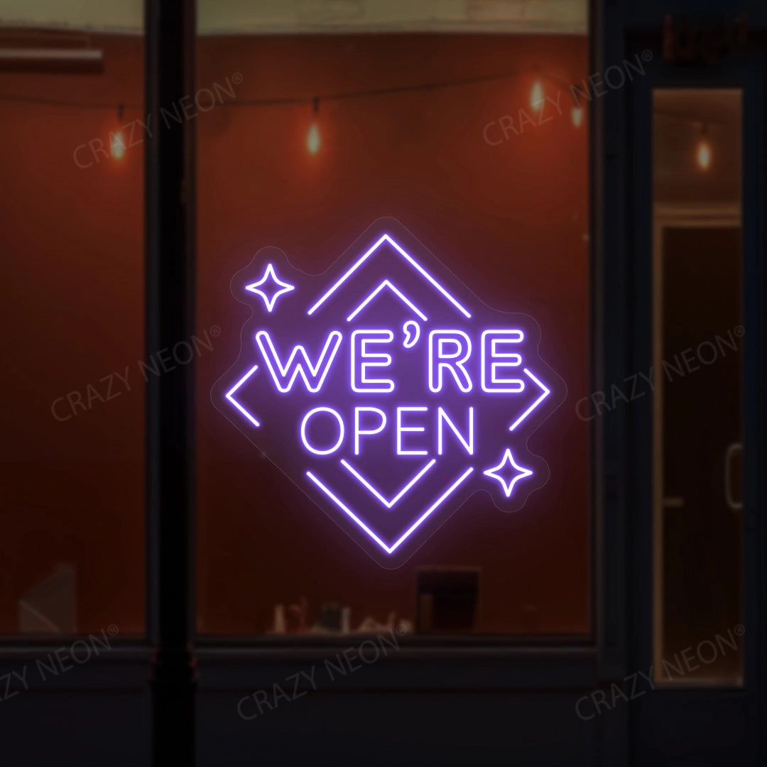 We Are Open Square LED Neon Sign