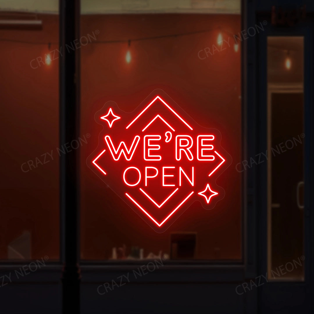 We Are Open Square LED Neon Sign