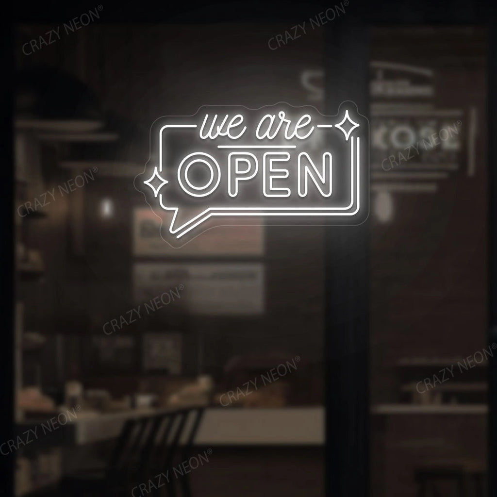 We are Open LED Neon Sign in Message Box