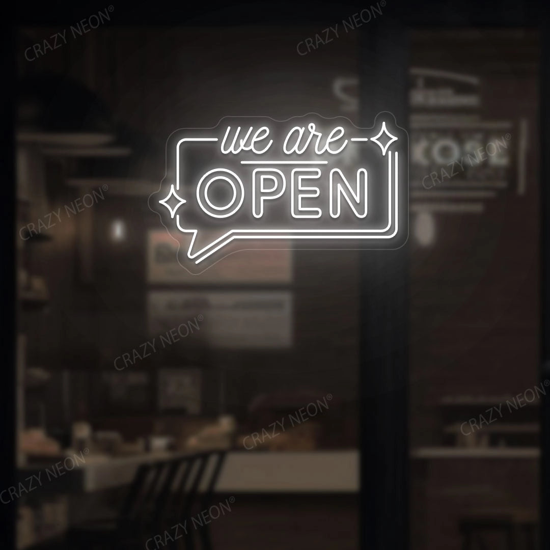 We are Open LED Neon Sign in Message Box