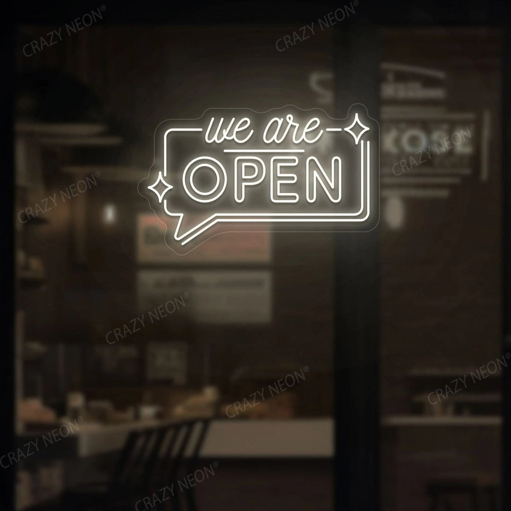 We are Open LED Neon Sign in Message Box