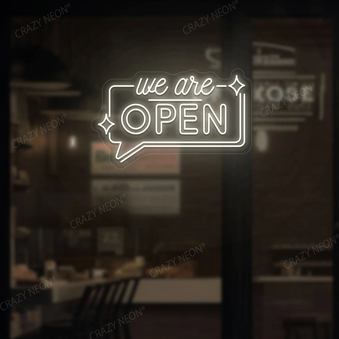 We are Open LED Neon Sign in Message Box