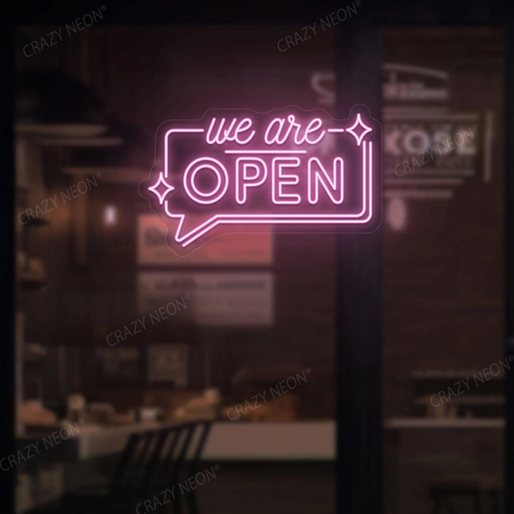 We are Open LED Neon Sign in Message Box