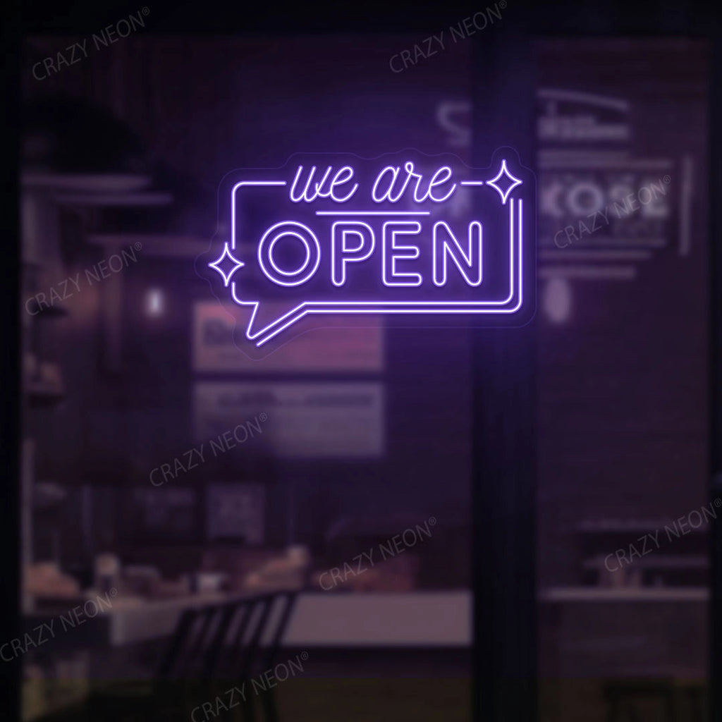 We are Open LED Neon Sign in Message Box