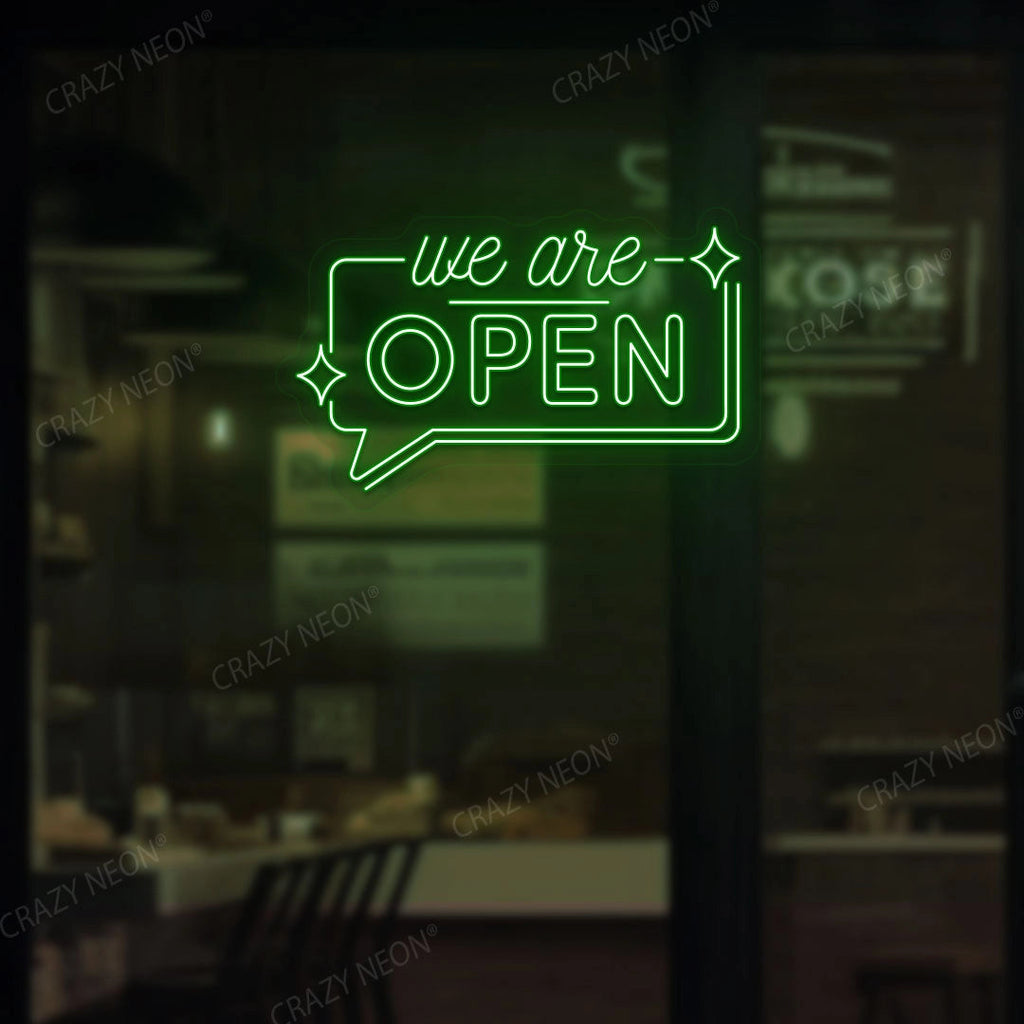 We are Open LED Neon Sign in Message Box