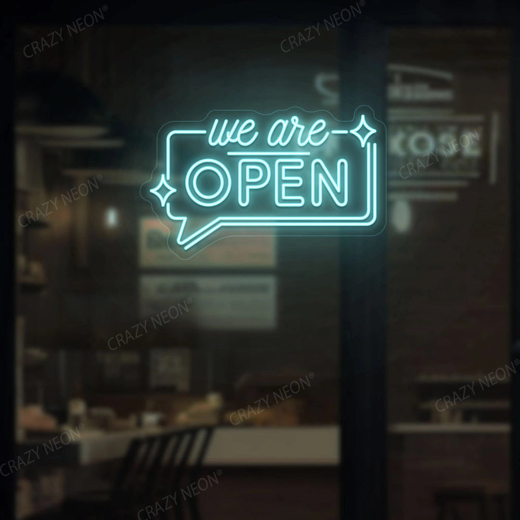 We are Open LED Neon Sign in Message Box