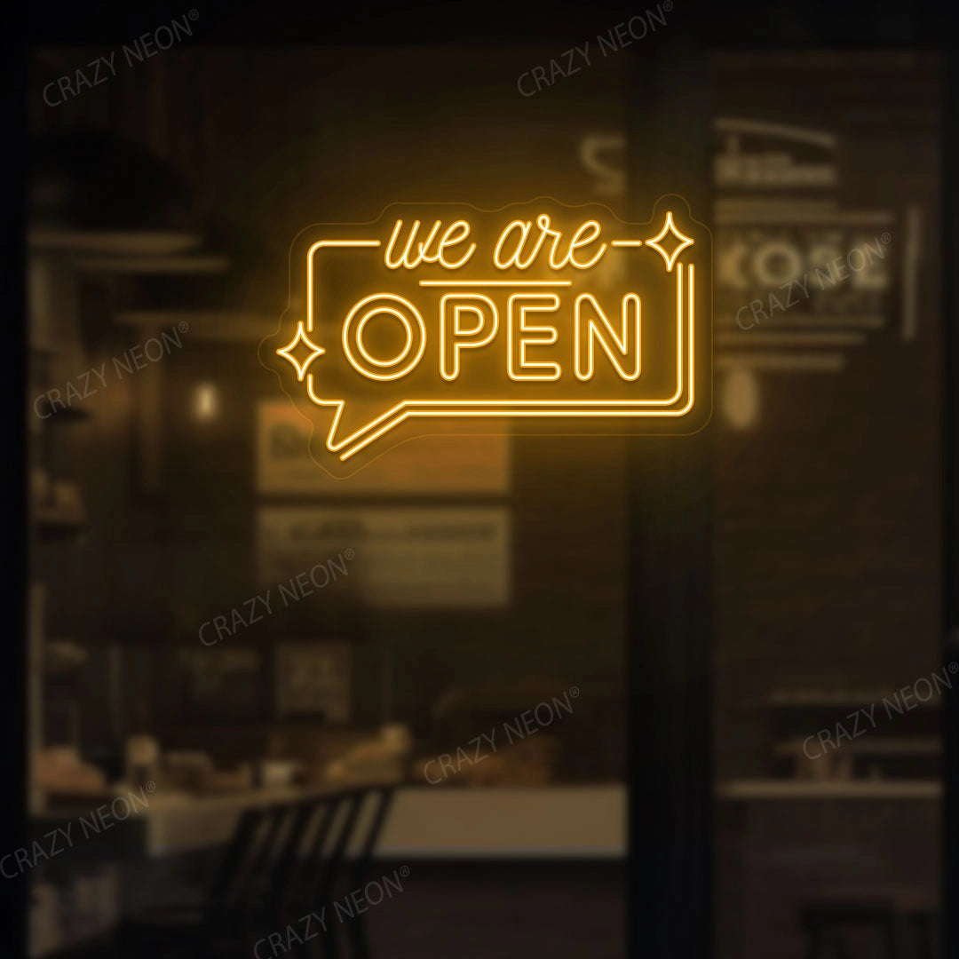We are Open LED Neon Sign in Message Box