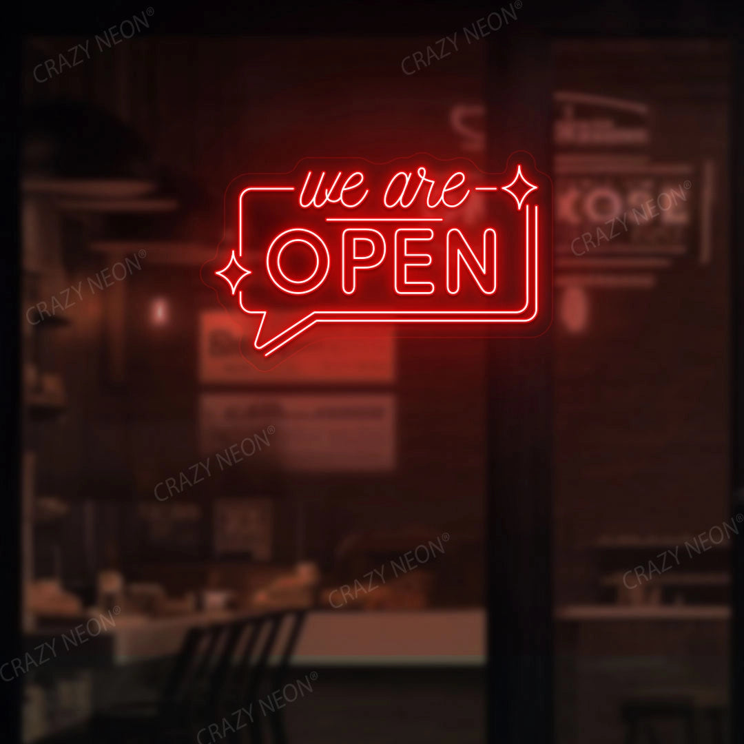 We are Open LED Neon Sign in Message Box