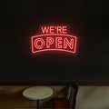 We're Open Arc Shape LED Neon Sign