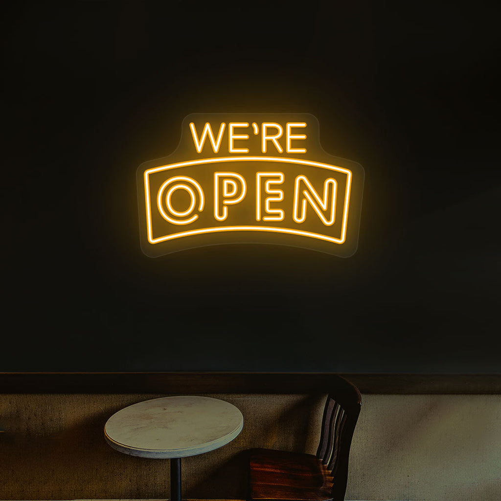 We're Open Arc Shape LED Neon Sign