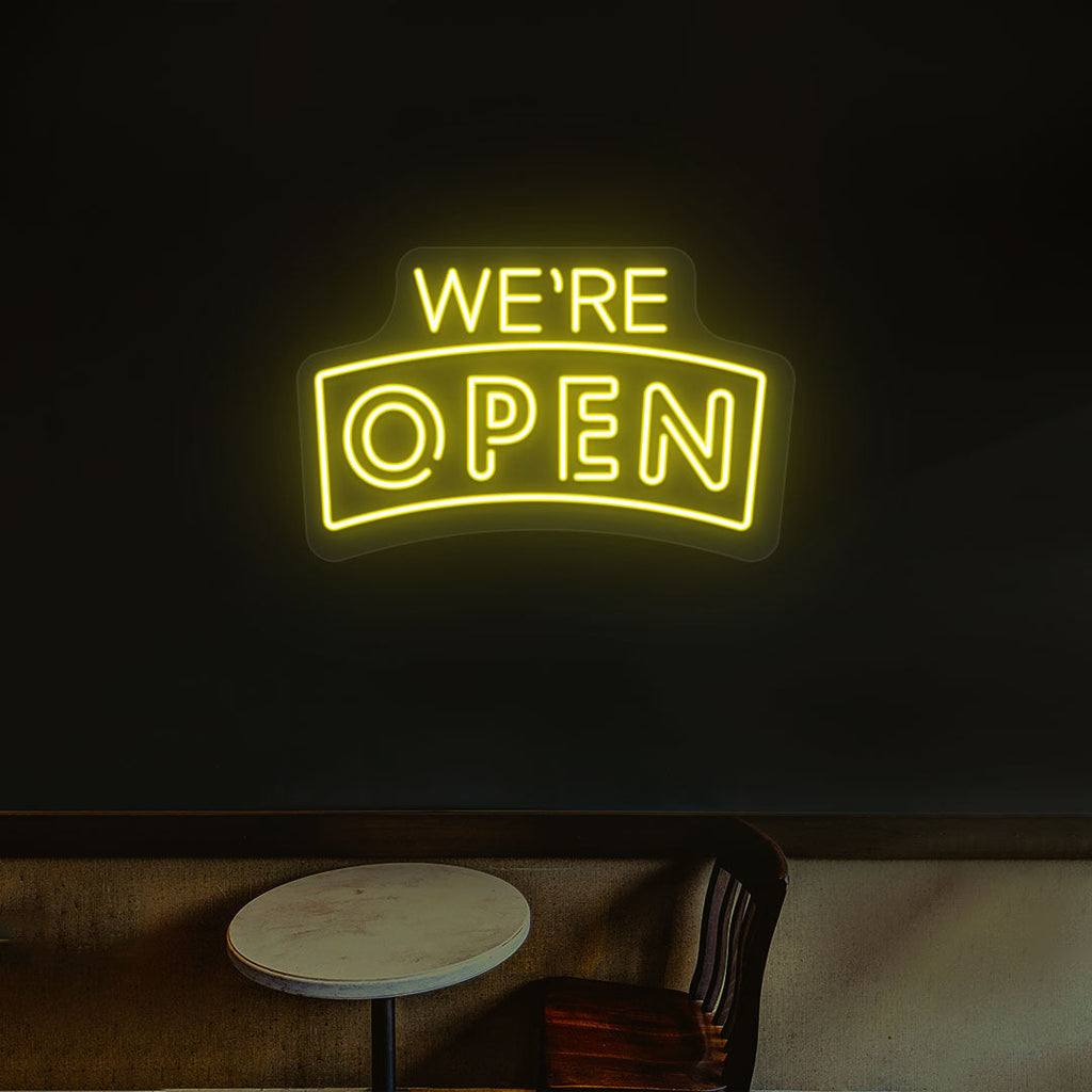 We're Open Arc Shape LED Neon Sign
