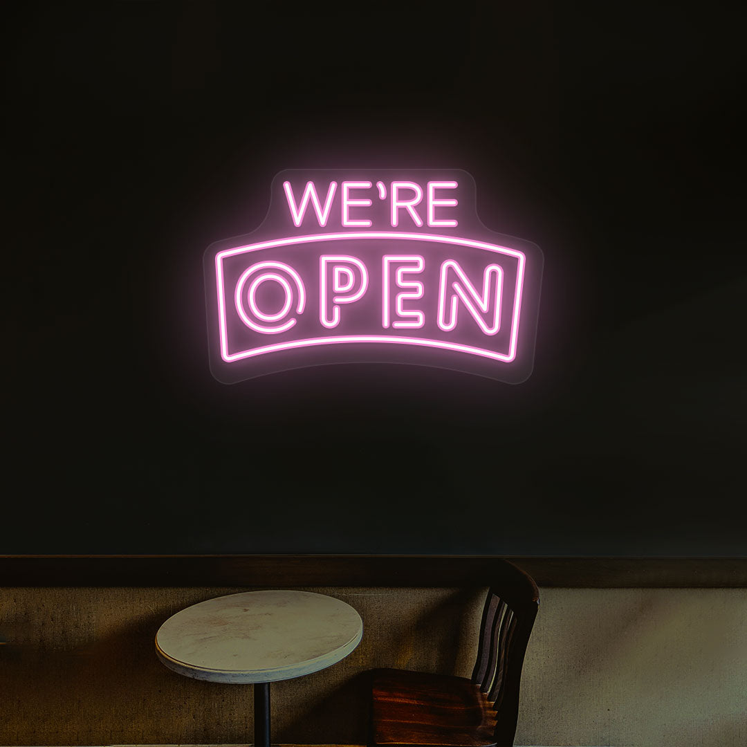 We're Open Arc Shape LED Neon Sign