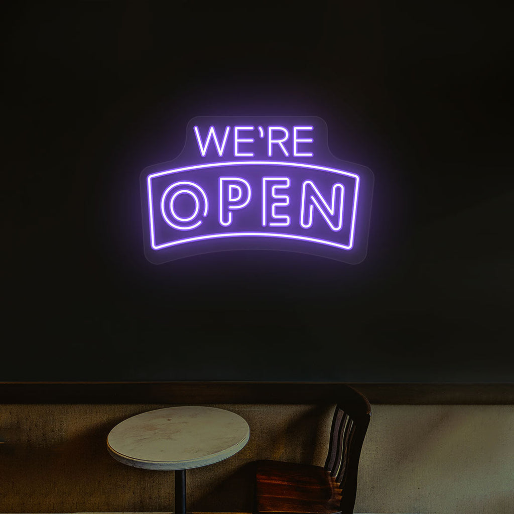 We're Open Arc Shape LED Neon Sign